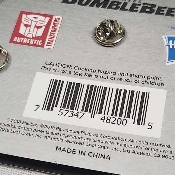 2018 Transformers Bumblebee Enamel Pin Set Of 3 Robot Car & Logo Loot Crate - Picture 5 of 7